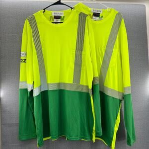 Official Waste Management 1XLL Reflective Work Uniform Long Sleeve Shirts 2 Pc.